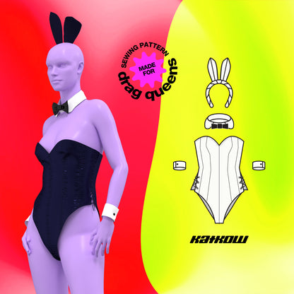 Katkow Playboy Bunny costume corset sewing pattern for drag queens thumb