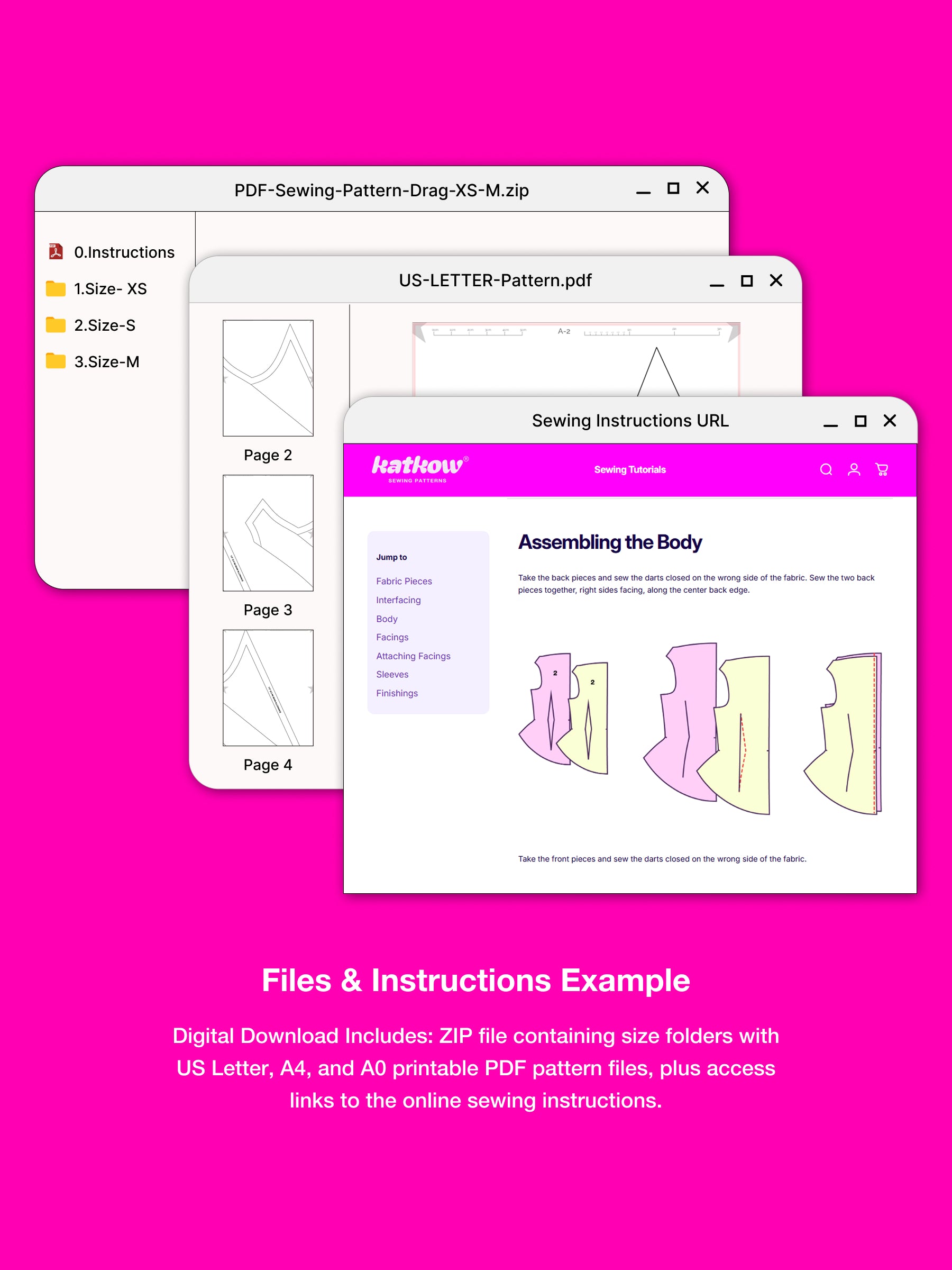 Katkow Sewing pattern pdf files and instructions digital download example
