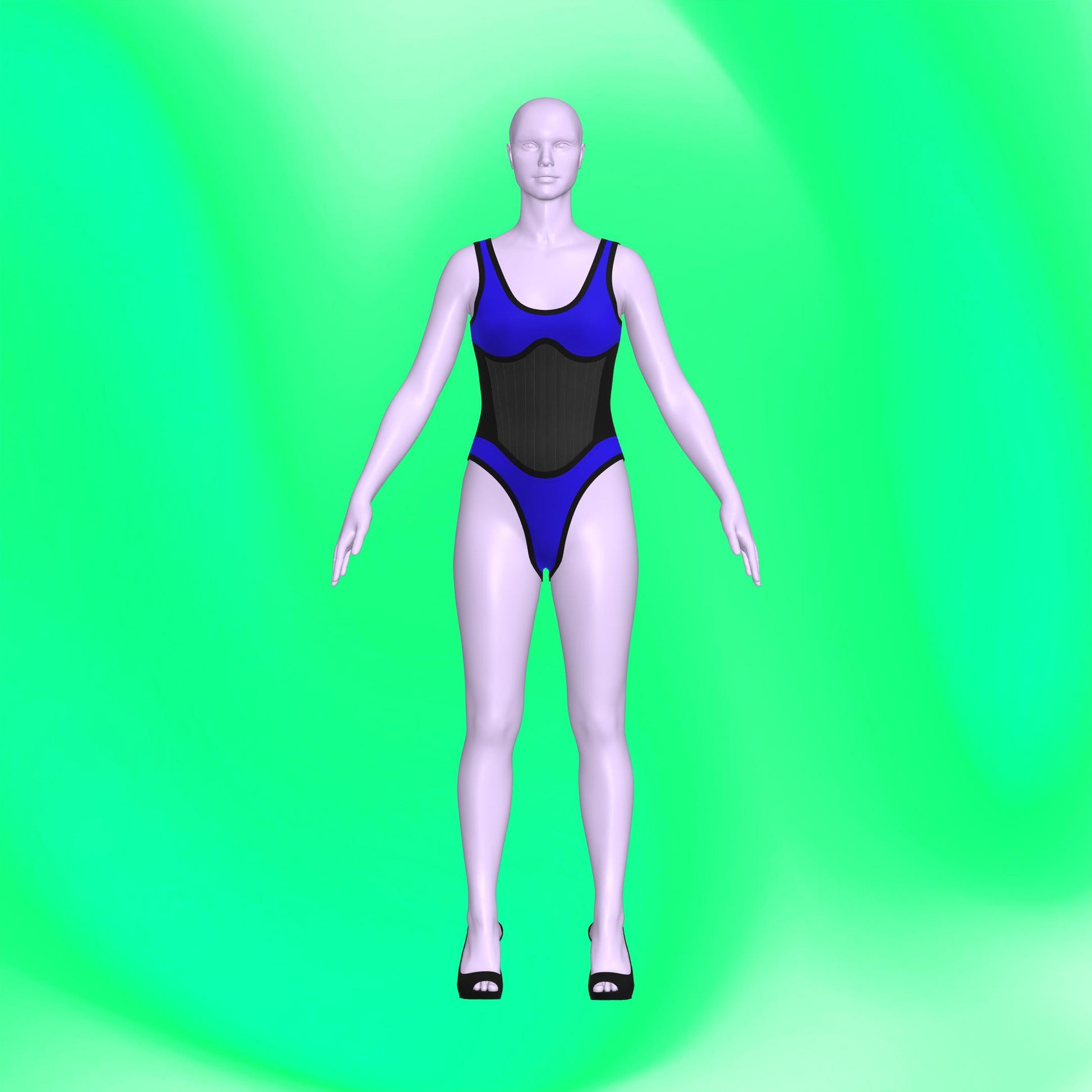 katkow drag queen stretch color block corset bodysuit sewing pattern front