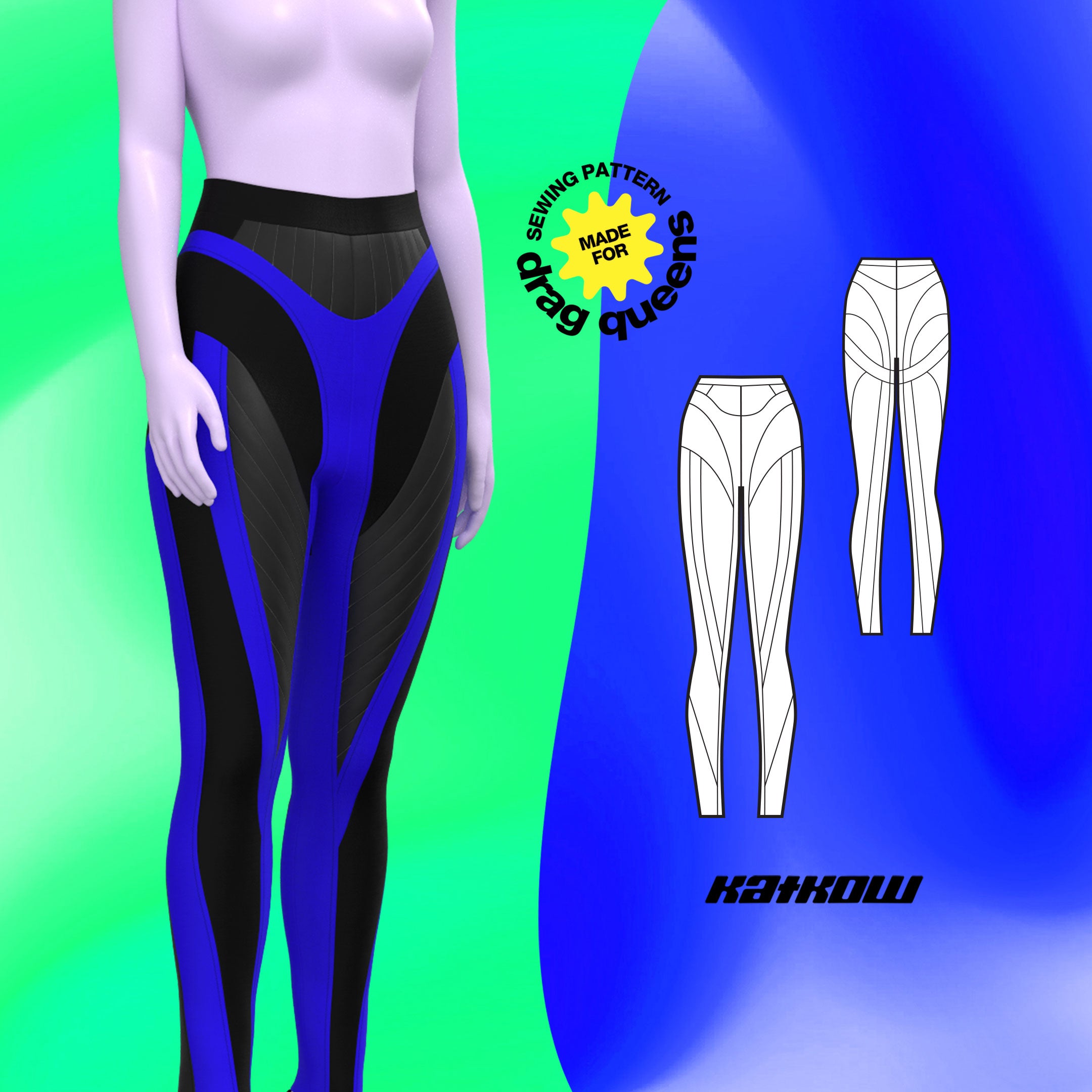 leggings sewing pattern set for drag queens by katkow stretch catsuit bodycon cutouts mugler style diy sew cyber outfit costume