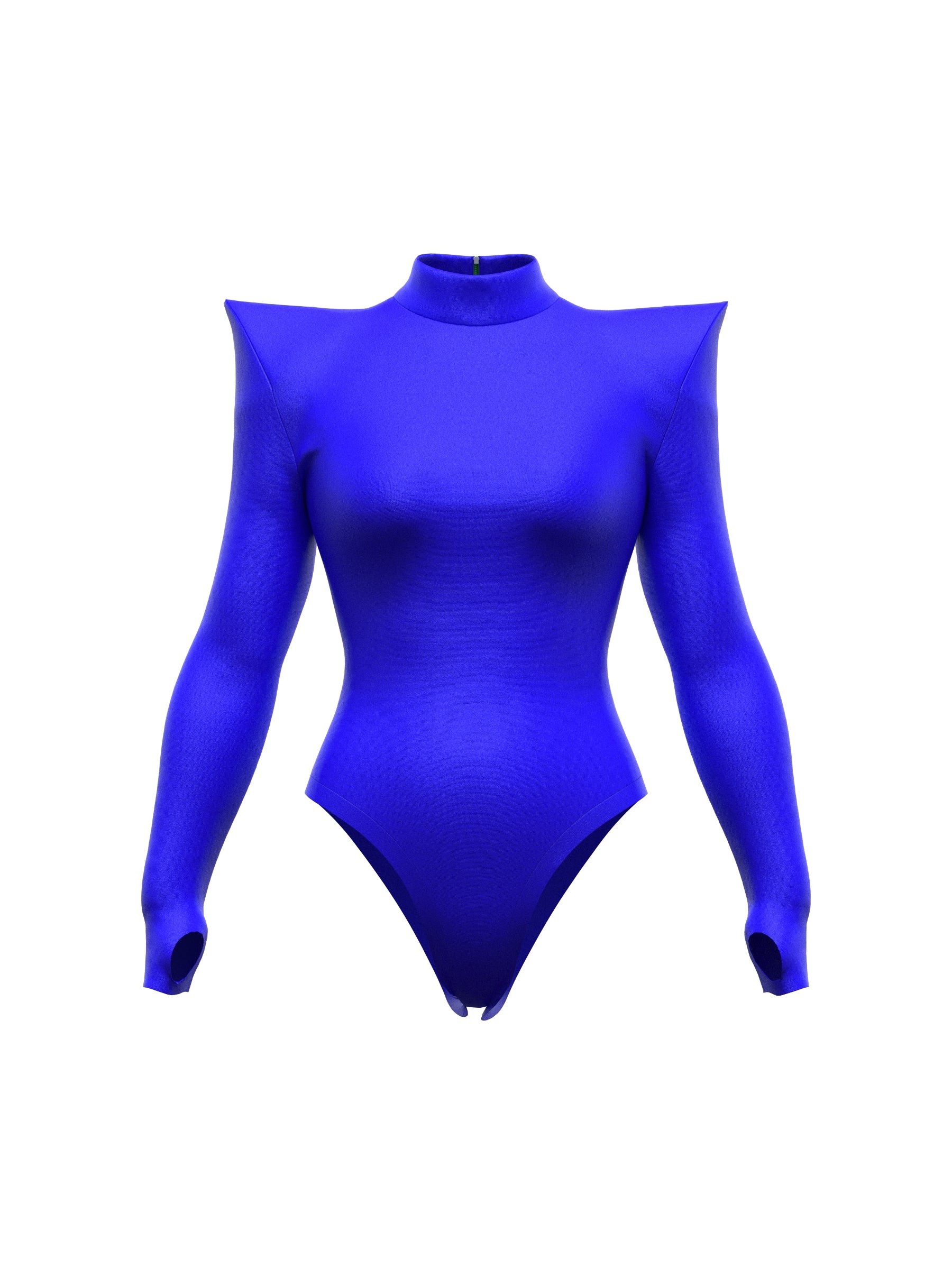 Pointed Shoulder Leotard Sewing Pattern For Drag Queens Cosplay by Katkow Stretch outfit front blue