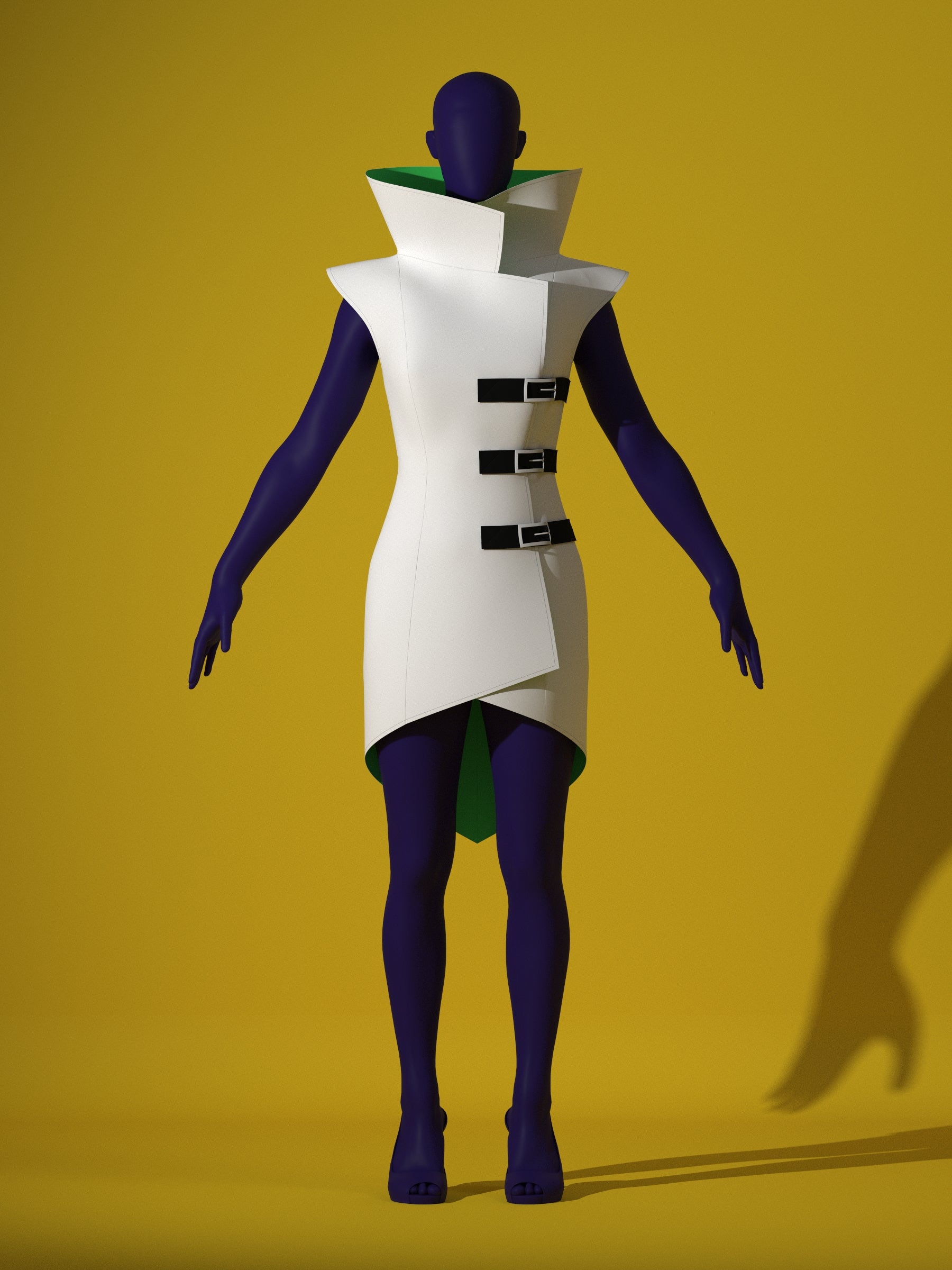 Mad Scientist Lab Coat (XS-XL) Drag Queen Halloween Costume Sewing Pattern Cosplay by Katkow Render Pose  Front