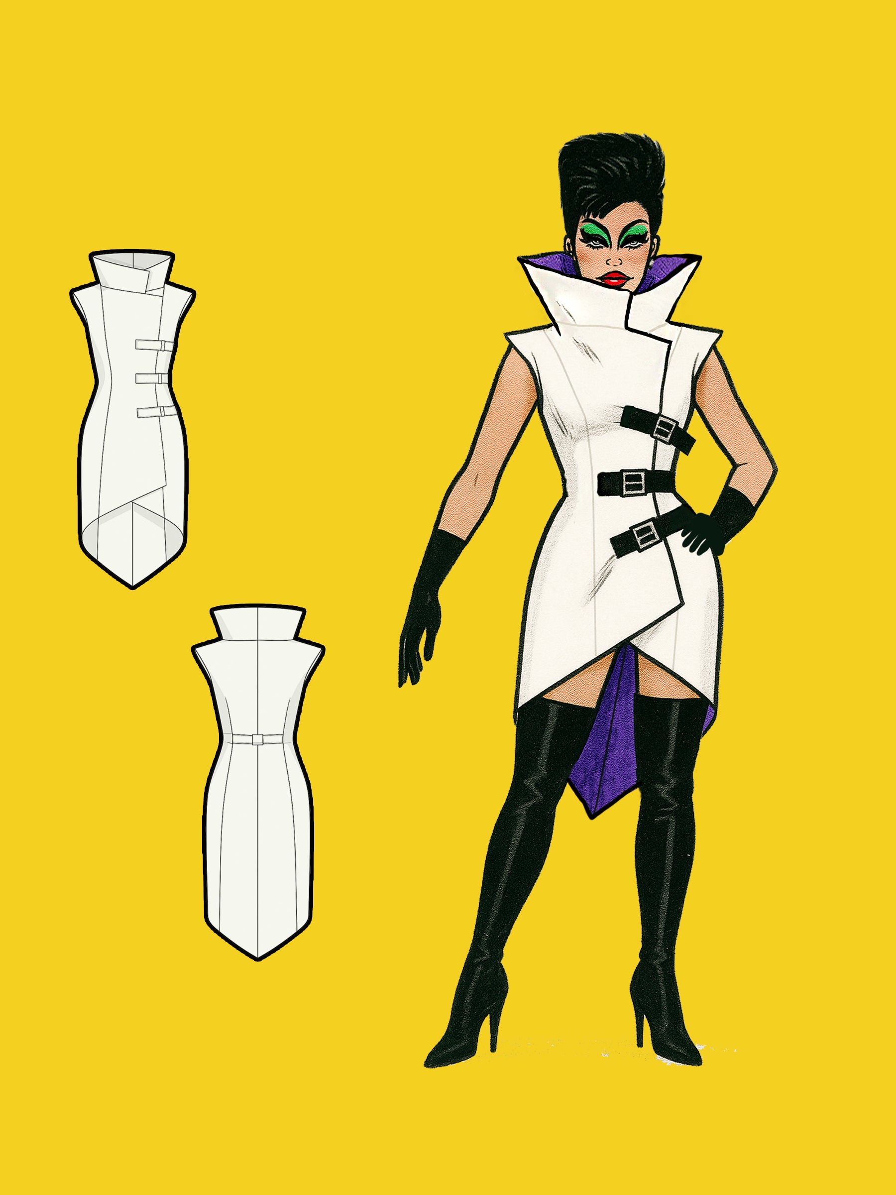 Mad Scientist Lab Coat (XS-XL) Drag Queen Halloween Costume Sewing Pattern Cosplay by Katkow Comic Book Illustration