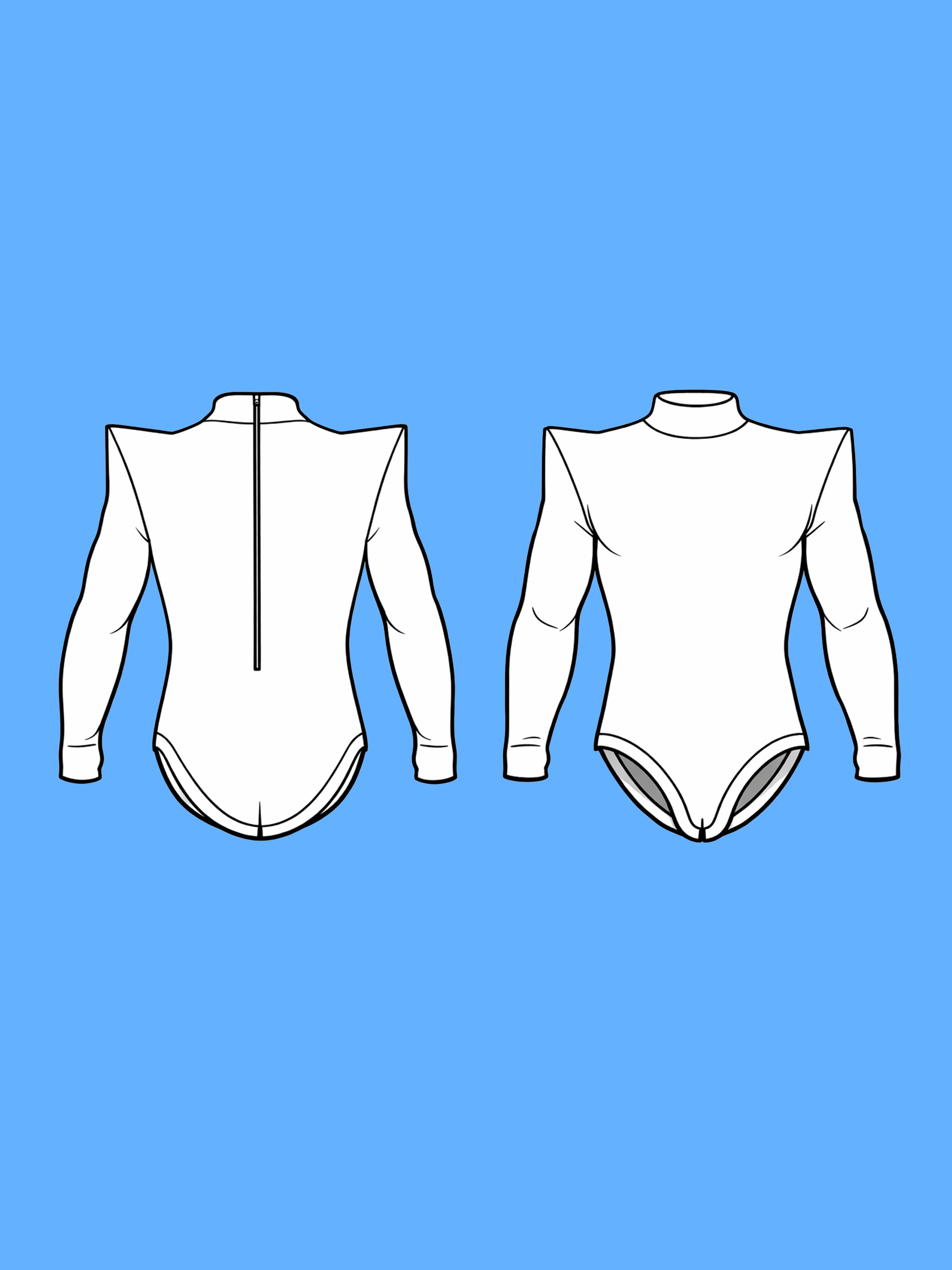 Men's Pointed Shoulder Leotard Sewing Pattern For Cosplay Bodysuit Stretch Easy Beginner Sew Superhero villain costume by Katkow 