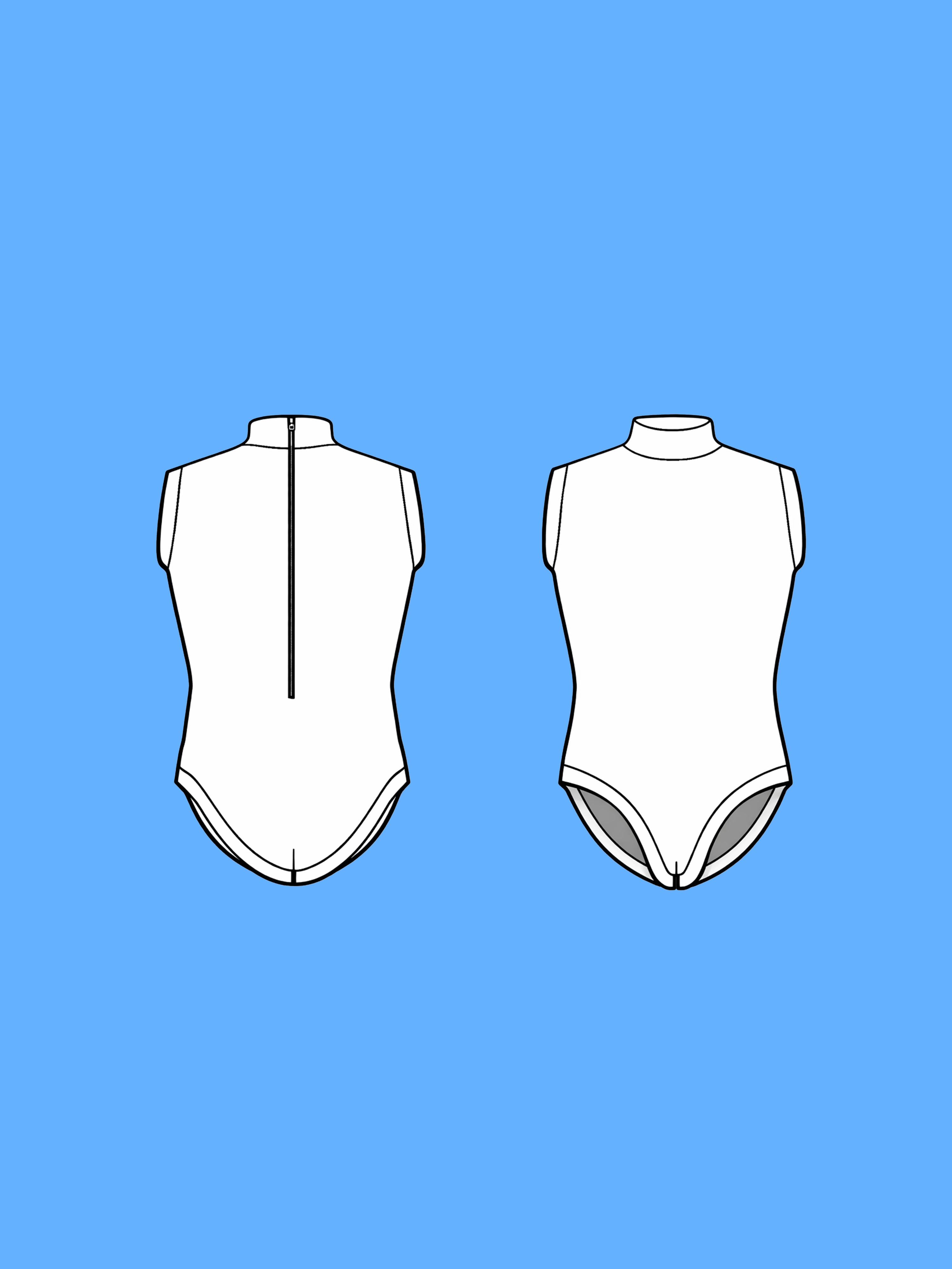 Men's Sleeveless Leotard Sewing Pattern for Cosplay and Dancewear Stretch Bodysuit Onesie Superhero Suit Costume flats