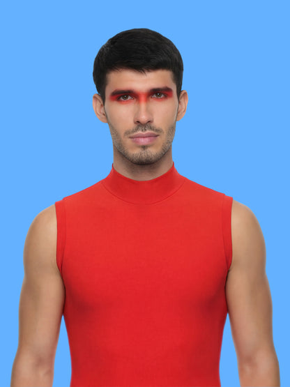 Men's Sleeveless Leotard Sewing Pattern for Cosplay and Dancewear Stretch Bodysuit Onesie Superhero Suit Costume model front close