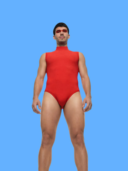 Men's Sleeveless Leotard Sewing Pattern for Cosplay and Dancewear Stretch Bodysuit Onesie Superhero Suit Costume model front low