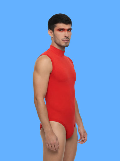 Men's Sleeveless Leotard Sewing Pattern for Cosplay and Dancewear Stretch Bodysuit Onesie Superhero Suit Costume model front side