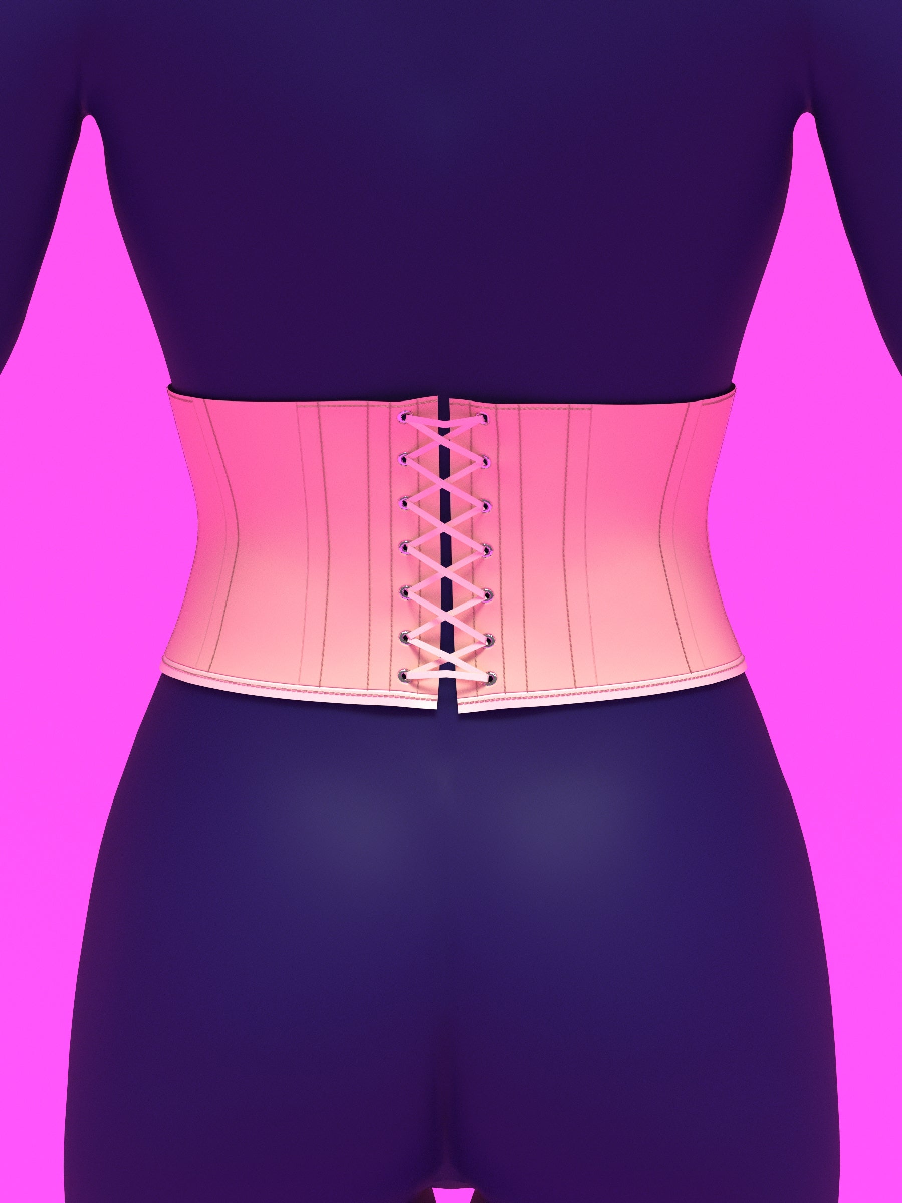 Mini Corset Waist Cincher Sewing Pattern For Drag Queens Body Shaper Katkow back 3d