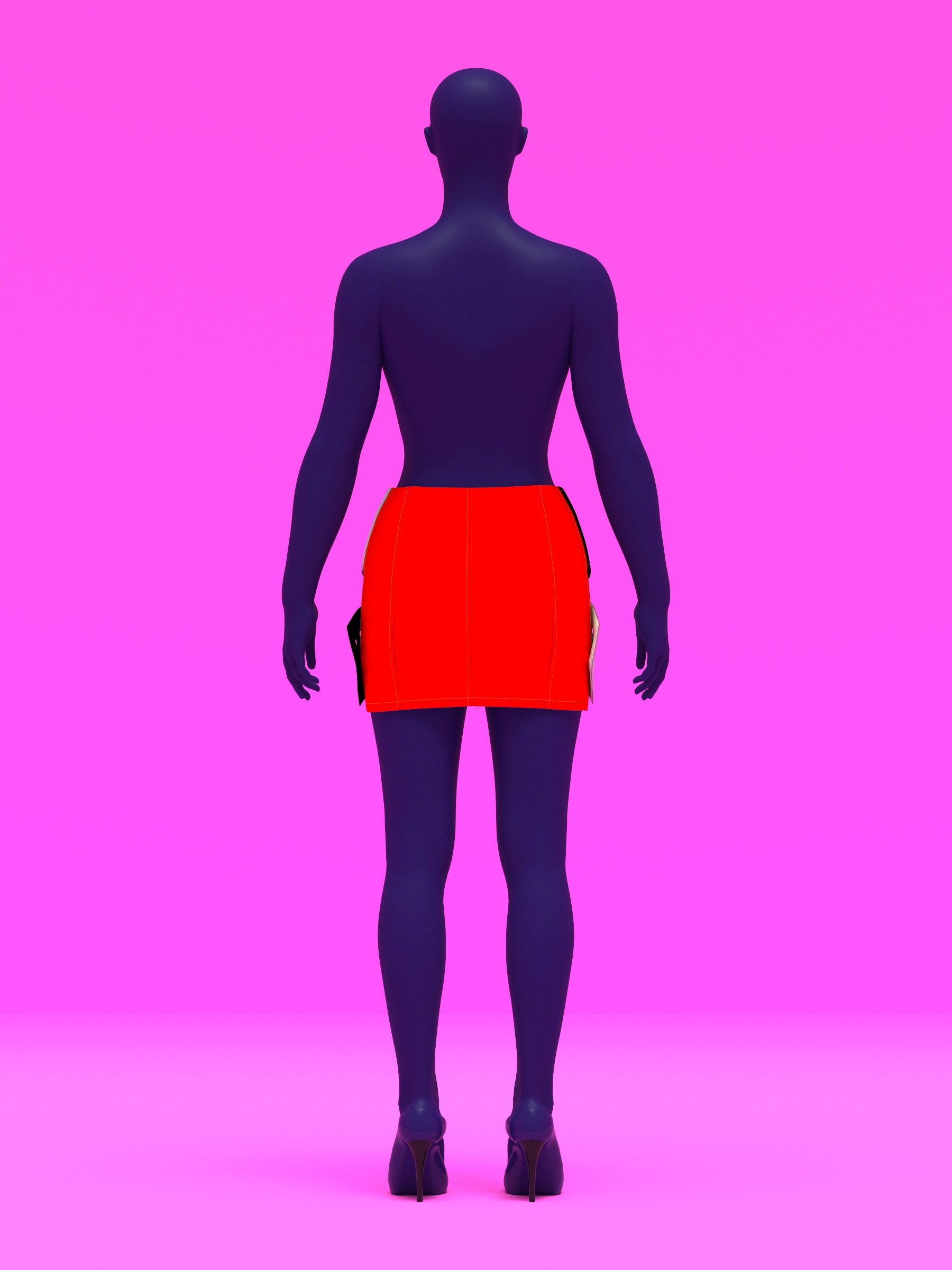 Oversized Crossed Belt Mini Skirt Sewing Pattern for drag queens y2k doll style costume by Katkow back