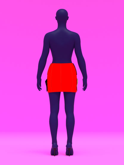 Oversized Crossed Belt Mini Skirt Sewing Pattern for drag queens y2k doll style costume by Katkow back