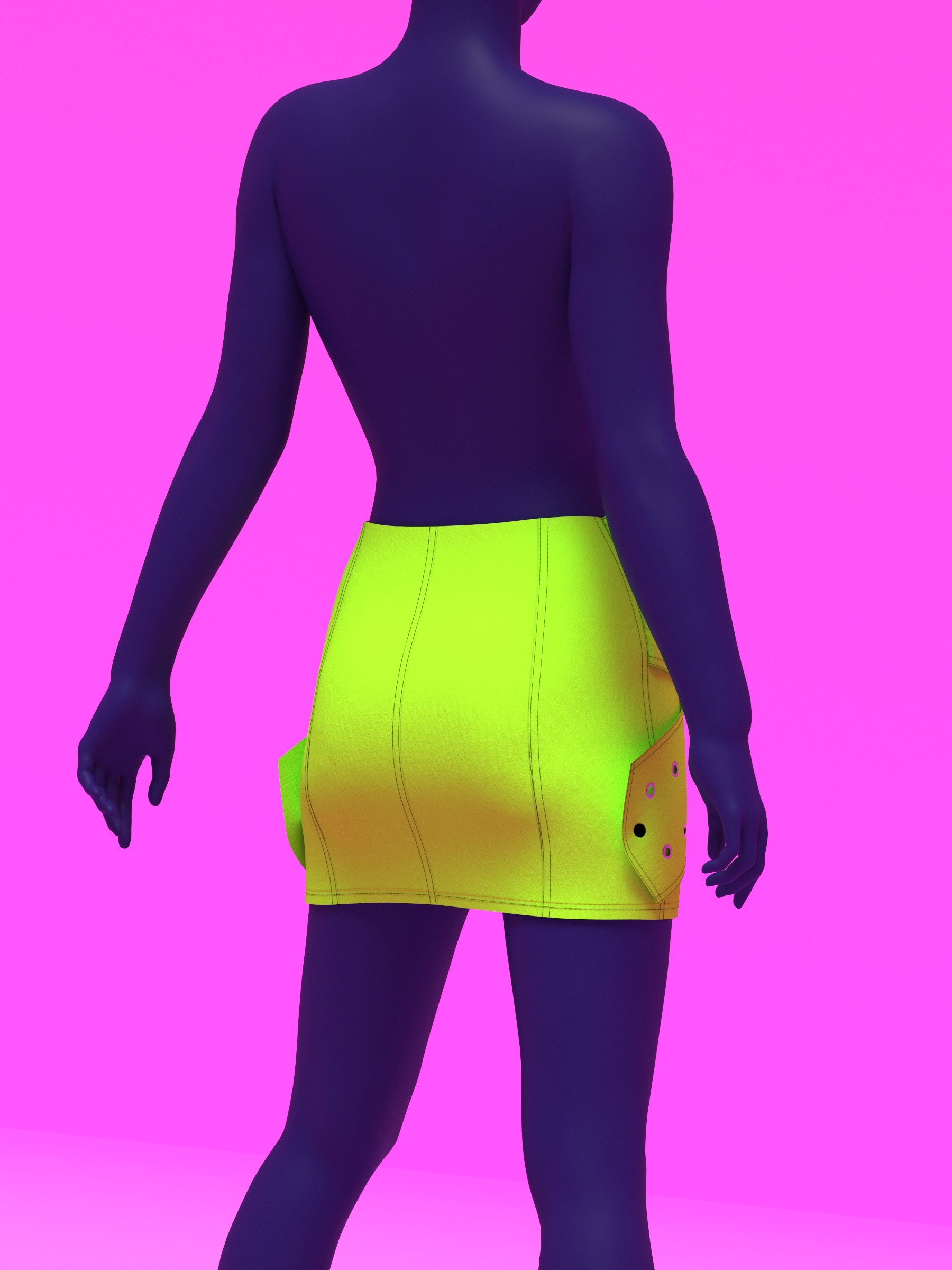 Oversized Crossed Belt Mini Skirt Sewing Pattern for drag queens y2k doll style costume by Katkow green back