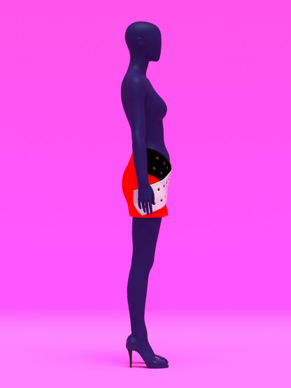 Oversized Crossed Belt Mini Skirt Sewing Pattern for drag queens y2k doll style costume by Katkow side