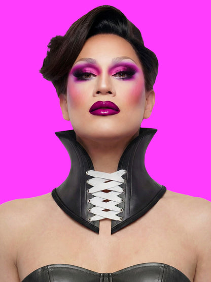 Open High Collar Neck Corset Sewing Pattern for Drag queens Cosplay Costume Alternative Goth Outfit by Katkow front