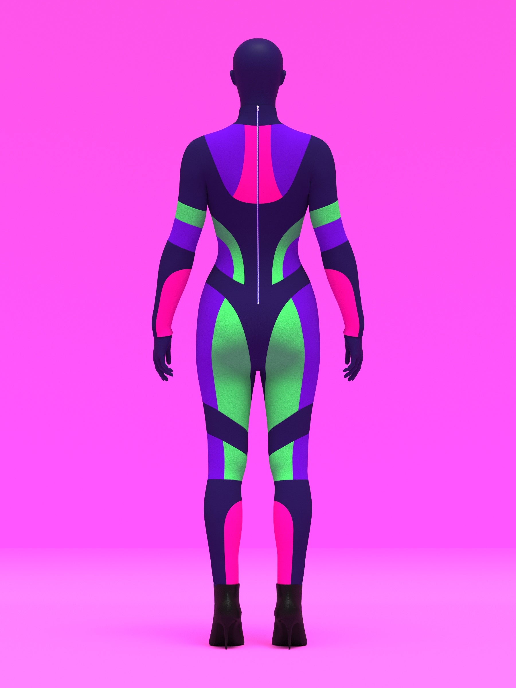 Paneled Catsuit Bodysuit Sewing Pattern For Drag Queens Costume by Katkow Stretch Garment Back