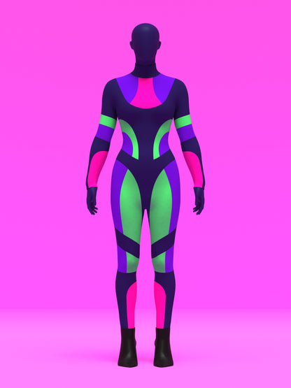 Paneled Catsuit Bodysuit Sewing Pattern For Drag Queens Costume by Katkow Stretch Garment Front