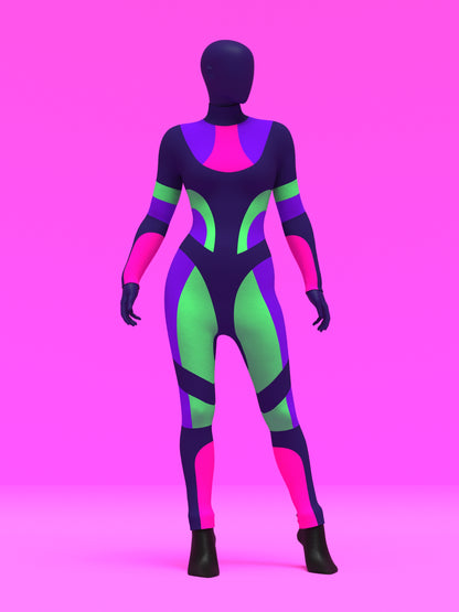 Paneled Catsuit Bodysuit Sewing Pattern For Drag Queens Costume by Katkow Stretch Garment Pose