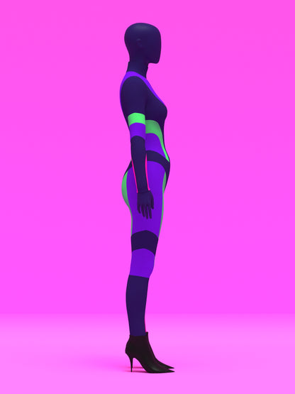 Paneled Catsuit Bodysuit Sewing Pattern For Drag Queens Costume by Katkow Stretch Garment Side