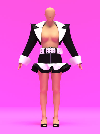 Bundle: Pointed Blazer Shrug & High Waisted Ruffle Mini Skirt Sewing Patterns – Save 30%