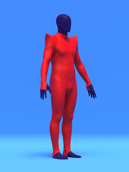 Men's Pointed Shoulder Catsuit Sewing Pattern for cosplay and superhero suit builds stretch bodysuit dancewear costume onesie adult jumpsuit by Katkow angle