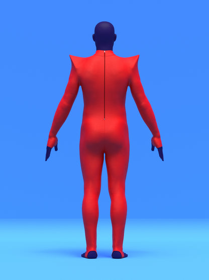 Men's Pointed Shoulder Catsuit Sewing Pattern for cosplay and superhero suit builds stretch bodysuit dancewear costume onesie adult jumpsuit by Katkow back zipper