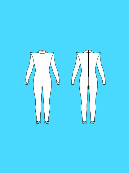 Men's Pointed Shoulder Catsuit Sewing Pattern for cosplay and superhero suit builds stretch bodysuit dancewear costume onesie adult jumpsuit by Katkow flats