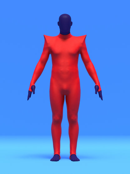Men's Pointed Shoulder Catsuit Sewing Pattern for cosplay and superhero suit builds stretch bodysuit dancewear costume onesie adult jumpsuit by Katkow front