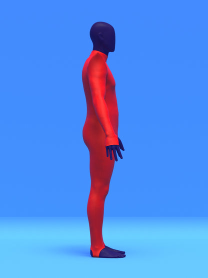 Men's Pointed Shoulder Catsuit Sewing Pattern for cosplay and superhero suit builds stretch bodysuit dancewear costume onesie adult jumpsuit by Katkow side