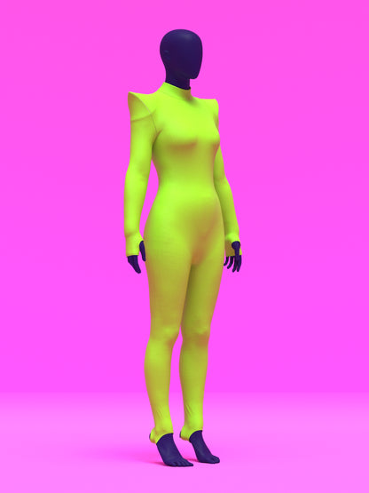 Pointed Shoulder Catsuit Sewing Pattern For Drag Queens Stretch Bodysuit Leotard Dancewear Easy Sew Beginner Pattern by Katkow Angle