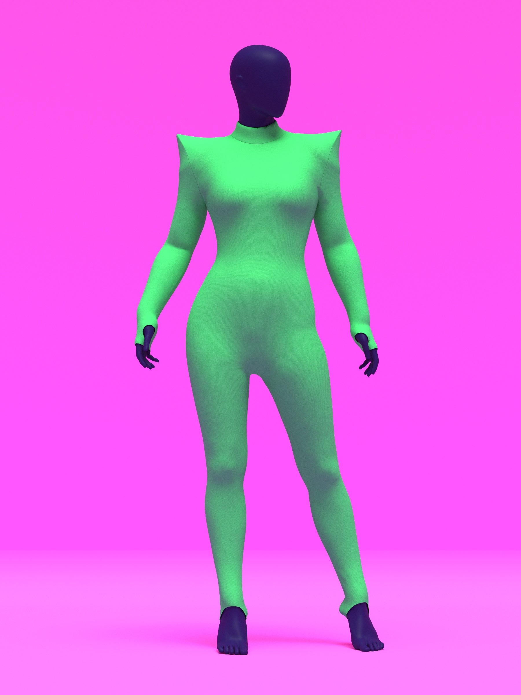 Pointed Shoulder Catsuit Sewing Pattern For Drag Queens Stretch Bodysuit Leotard Dancewear Easy Sew Beginner Pattern by Katkow Pose Green