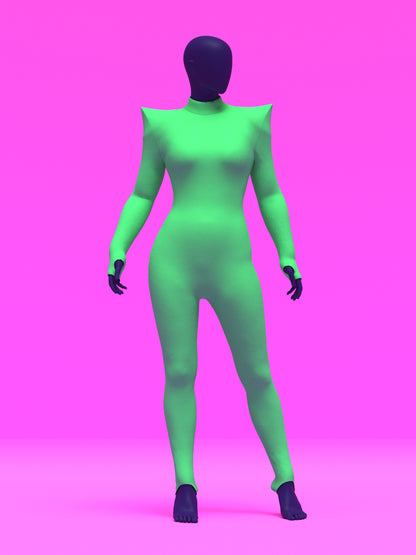 Pointed Shoulder Catsuit Sewing Pattern For Drag Queens Stretch Bodysuit Leotard Dancewear Easy Sew Beginner Pattern by Katkow Pose Green