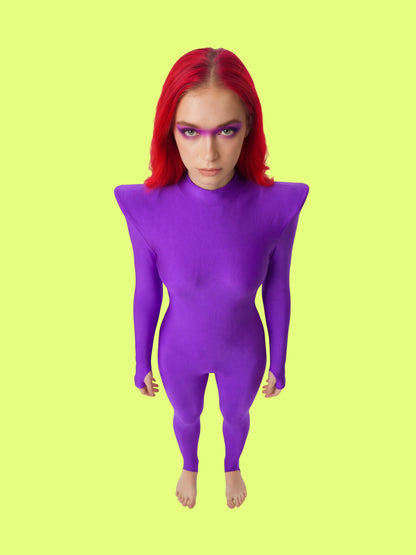 Pointed Shoulder Catsuit Sewing Pattern For Womens Cosplay Superhero suit Stretch Bodysuit Leotard Dancewear Easy Sew Beginner Pattern by Katkow Flats