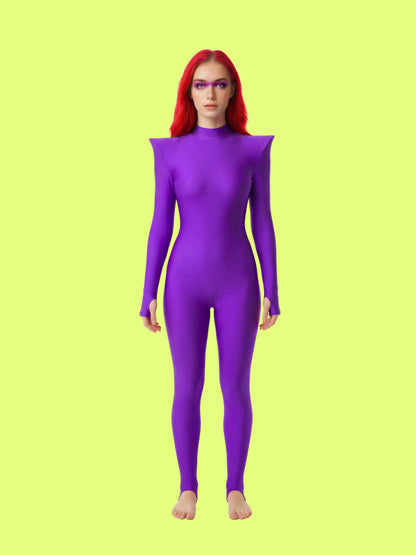 Pointed Shoulder Catsuit Sewing Pattern For Womens Cosplay Superhero suit Stretch Bodysuit Leotard Dancewear Easy Sew Beginner Pattern by Katkow Flats