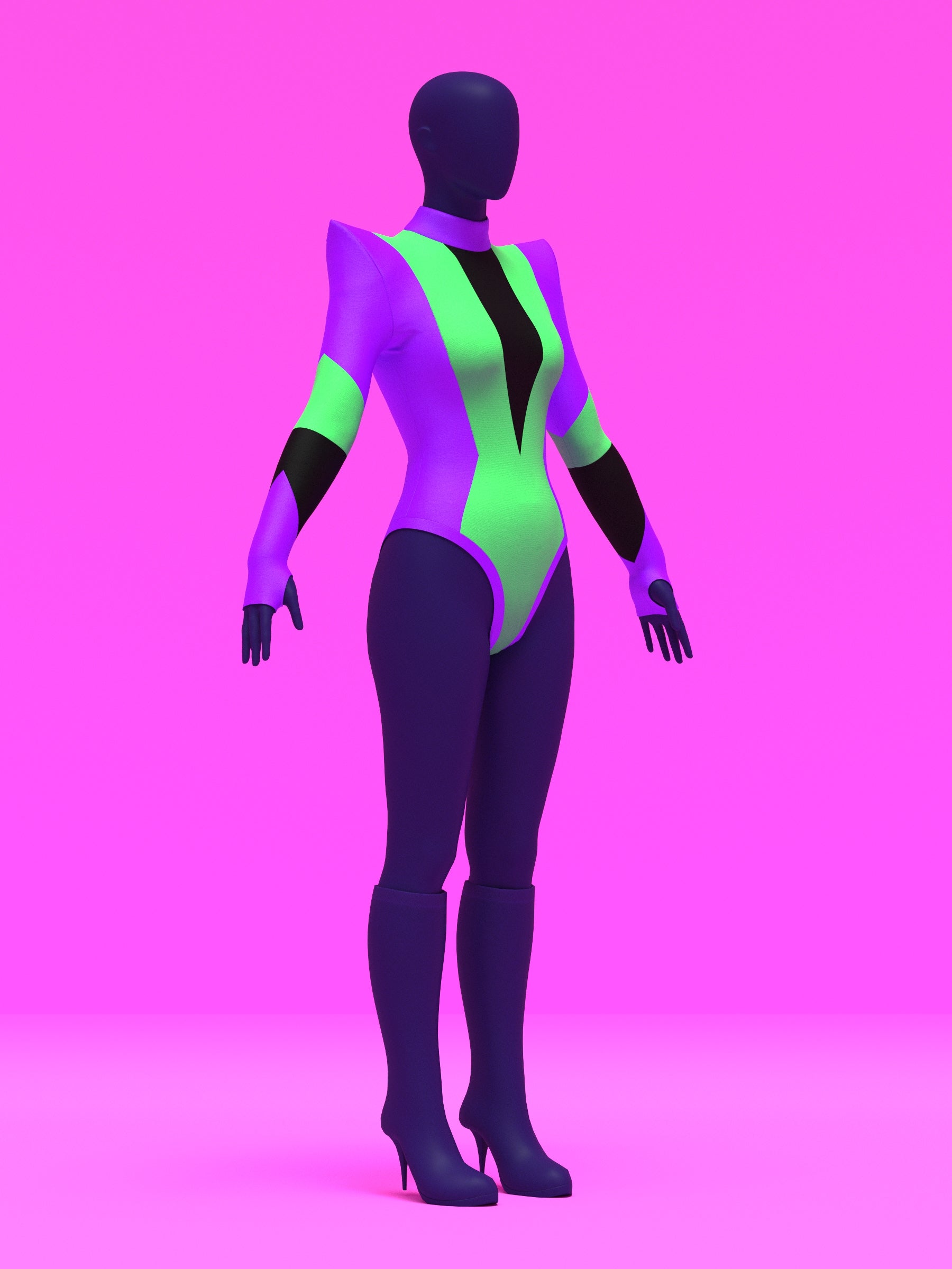 Pointed Shoulder Color-block Leotard Sewing Pattern For Drag Queens Cosplay Cutouts Stretch Dance Outfit Bodysuit by Katkow