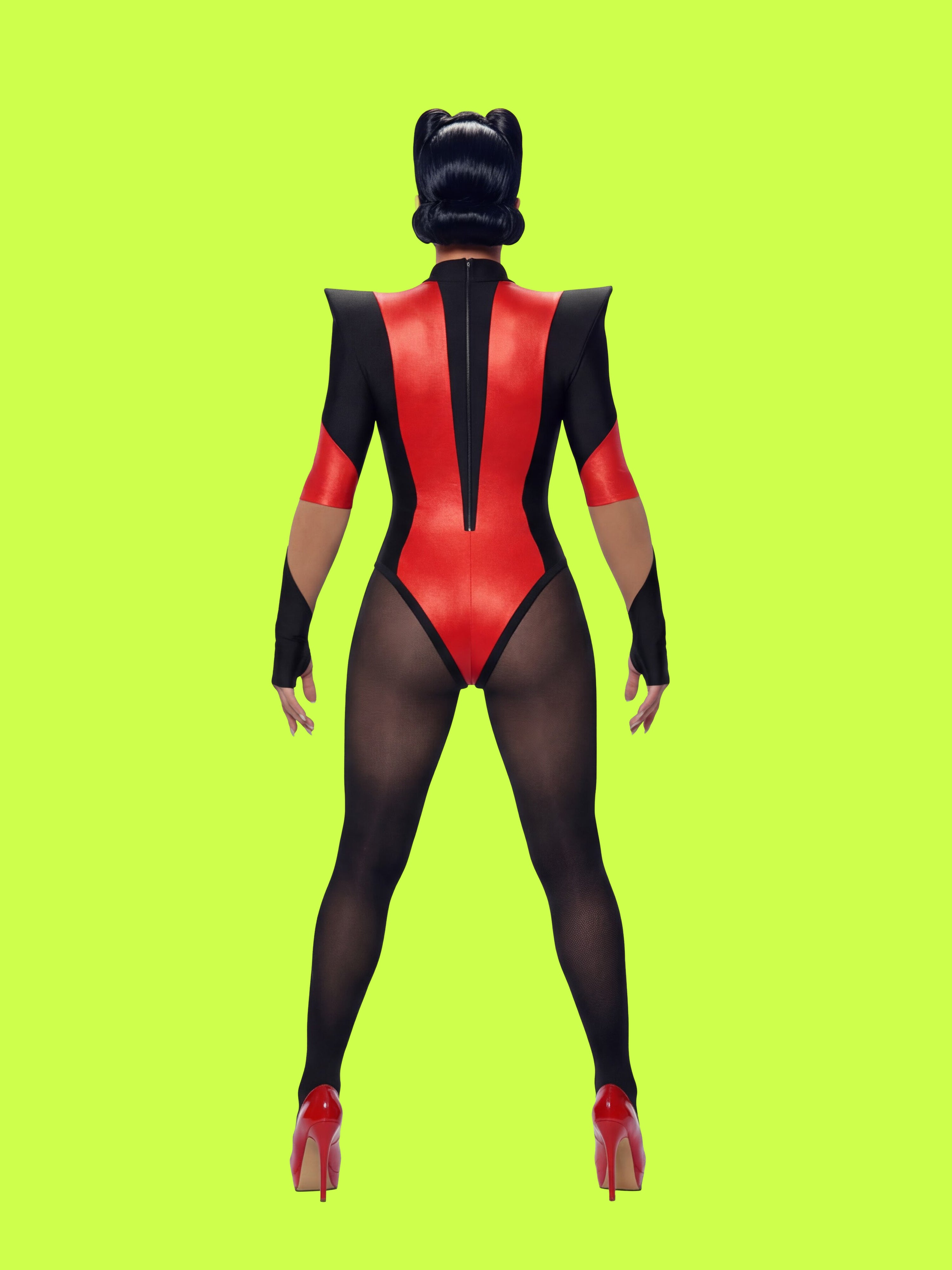 Pointed Shoulder Color-block Leotard Sewing Pattern For Drag Queens Cosplay Cutouts Stretch Dance Outfit Bodysuit by Katkow