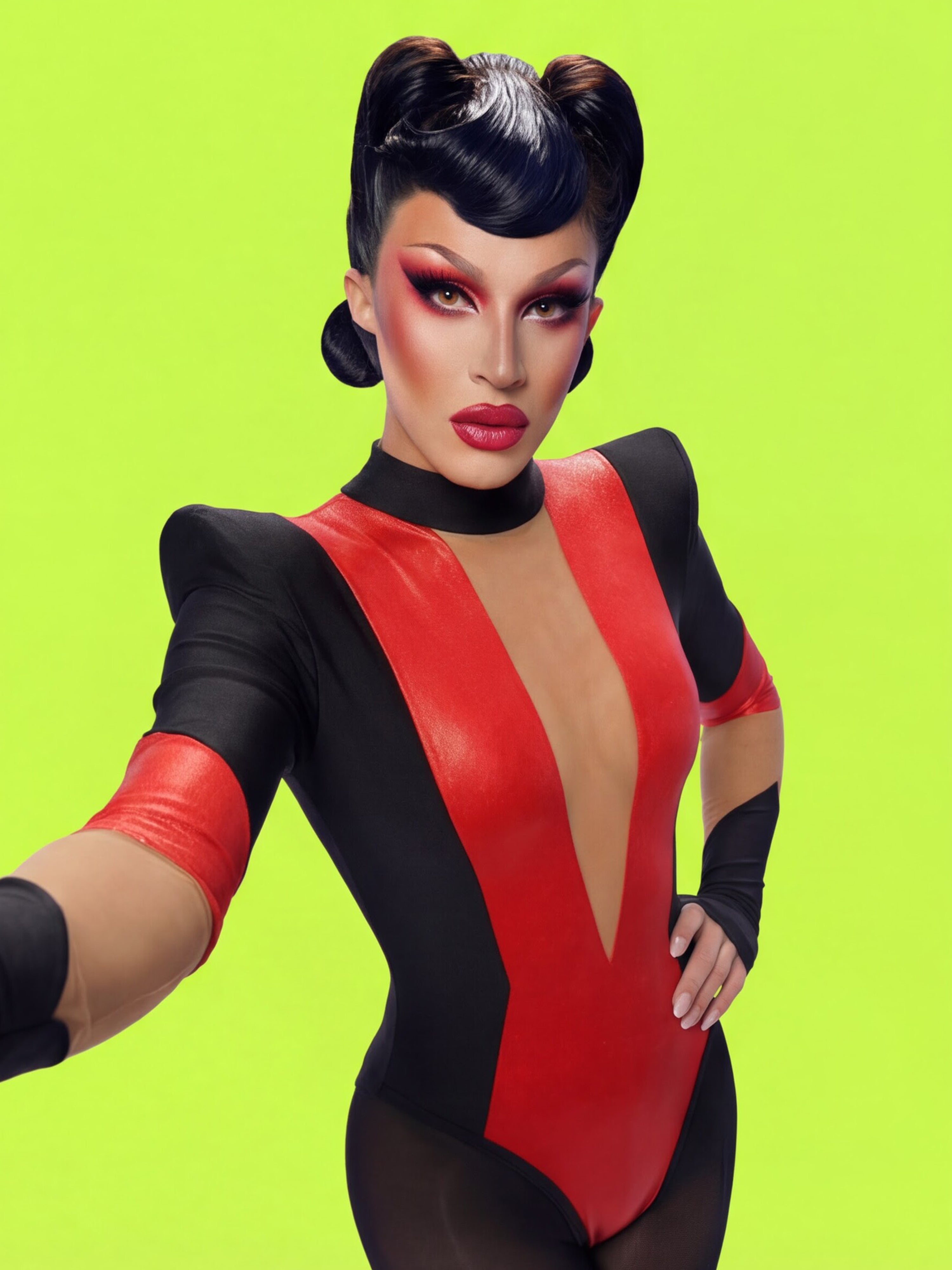 Pointed Shoulder Color-block Leotard Sewing Pattern For Drag Queens Cosplay Cutouts Stretch Dance Outfit Bodysuit by Katkow