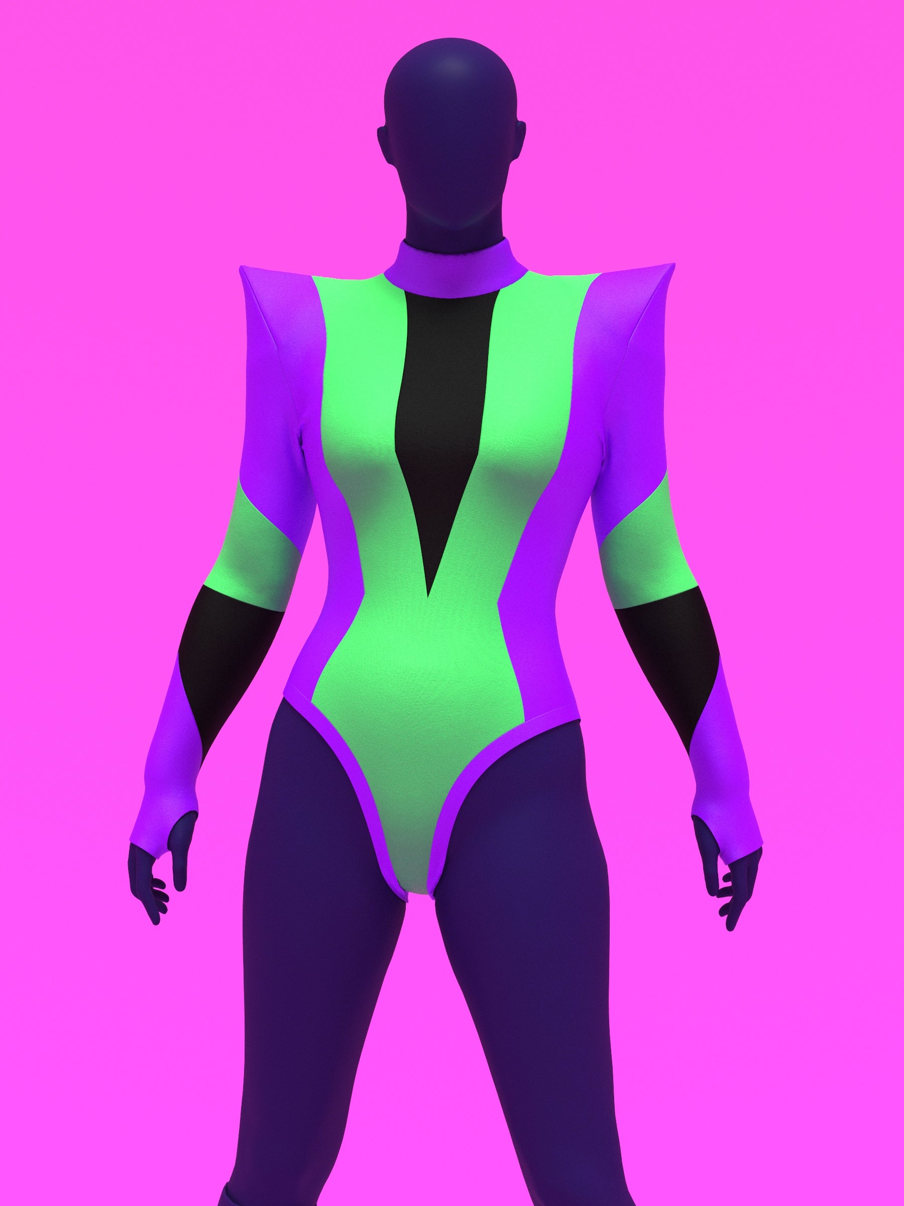 Pointed Shoulder Color-block Leotard Sewing Pattern For Drag Queens Cosplay Cutouts Stretch Dance Outfit Bodysuit by Katkow