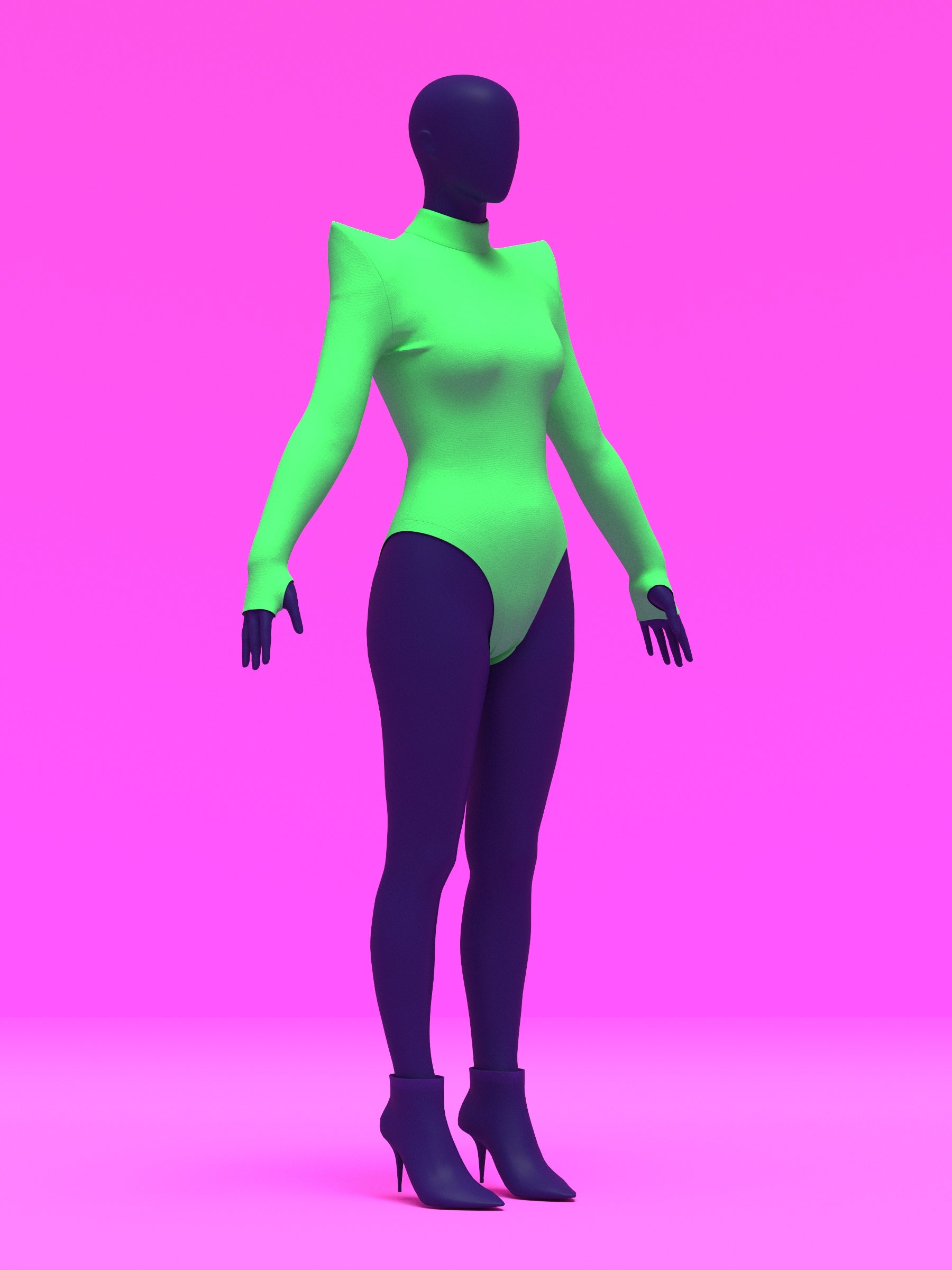 Pointed Shoulder Leotard Sewing Pattern For Drag Queens Cosplay by Katkow Stretch outfit angle