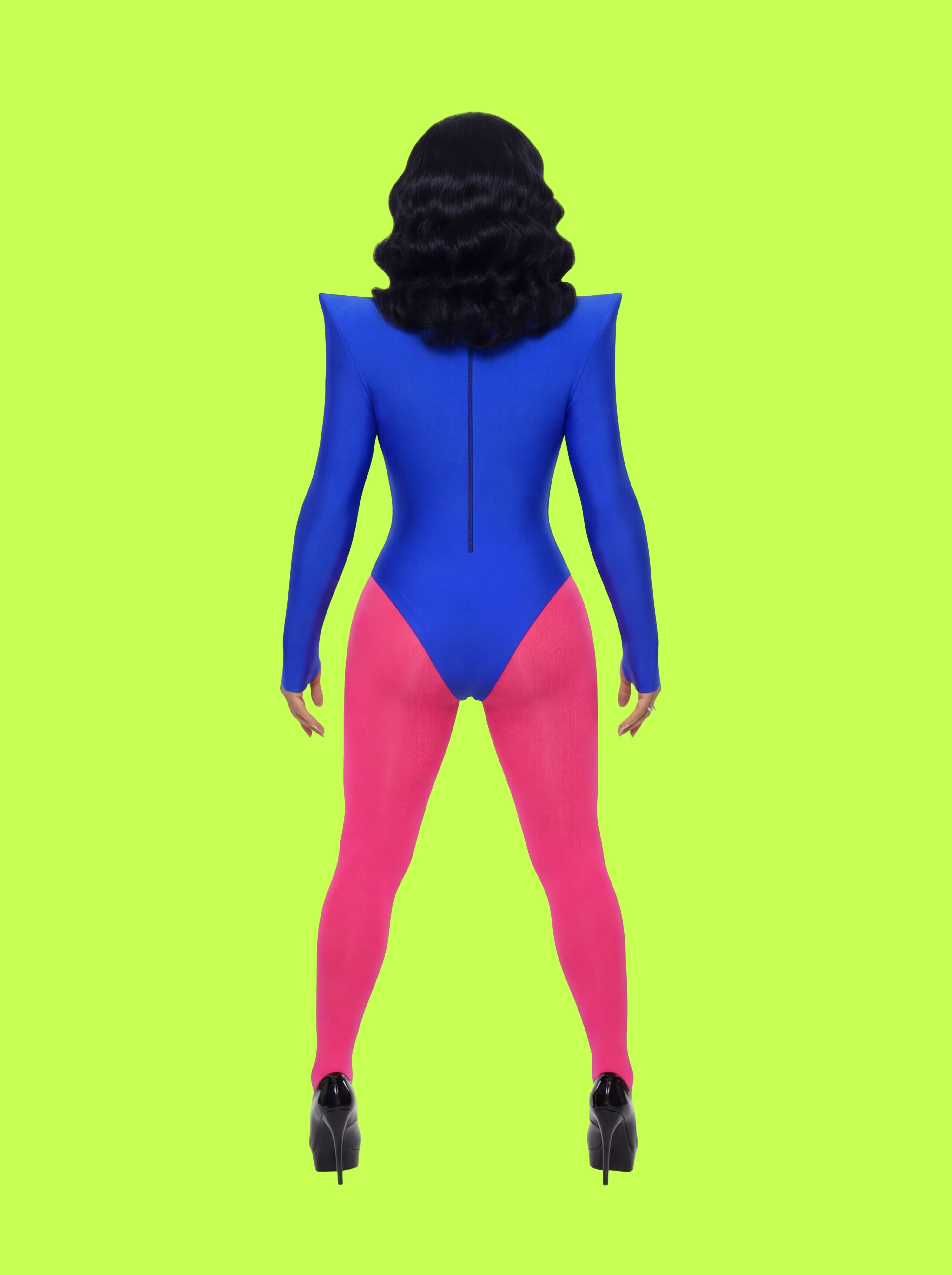 Pointed Shoulder Leotard Sewing Pattern For Drag Queens Cosplay by Katkow Stretch outfit model back