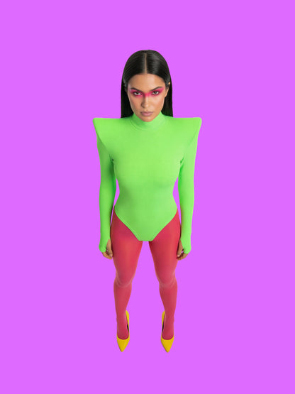 Pointed Shoulder Leotard Sewing Pattern For Womens Cosplay by Katkow Stretch Dancewear Bodysuit Long Sleeve