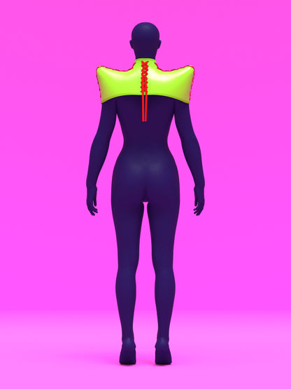 Pointed shoulder neck harness corset sewing pattern with laced up sides and back for drag queens and fetish sexy costume or halloween costume by katkow back 2