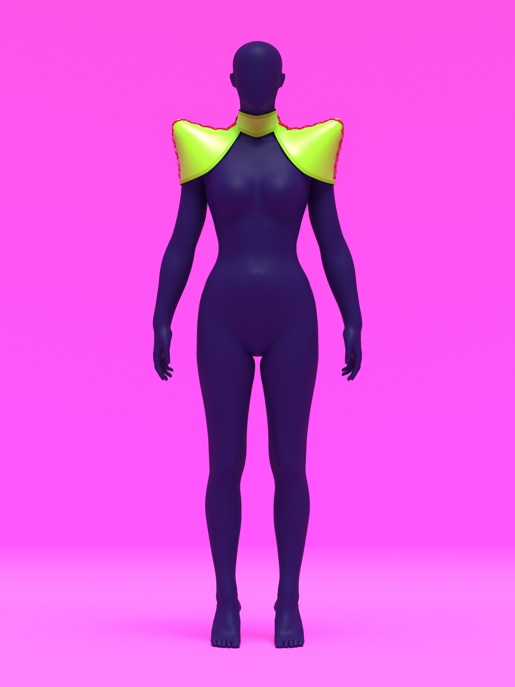 Pointed shoulder neck harness corset sewing pattern with laced up sides and back for drag queens and fetish sexy costume or halloween costume by katkow front far