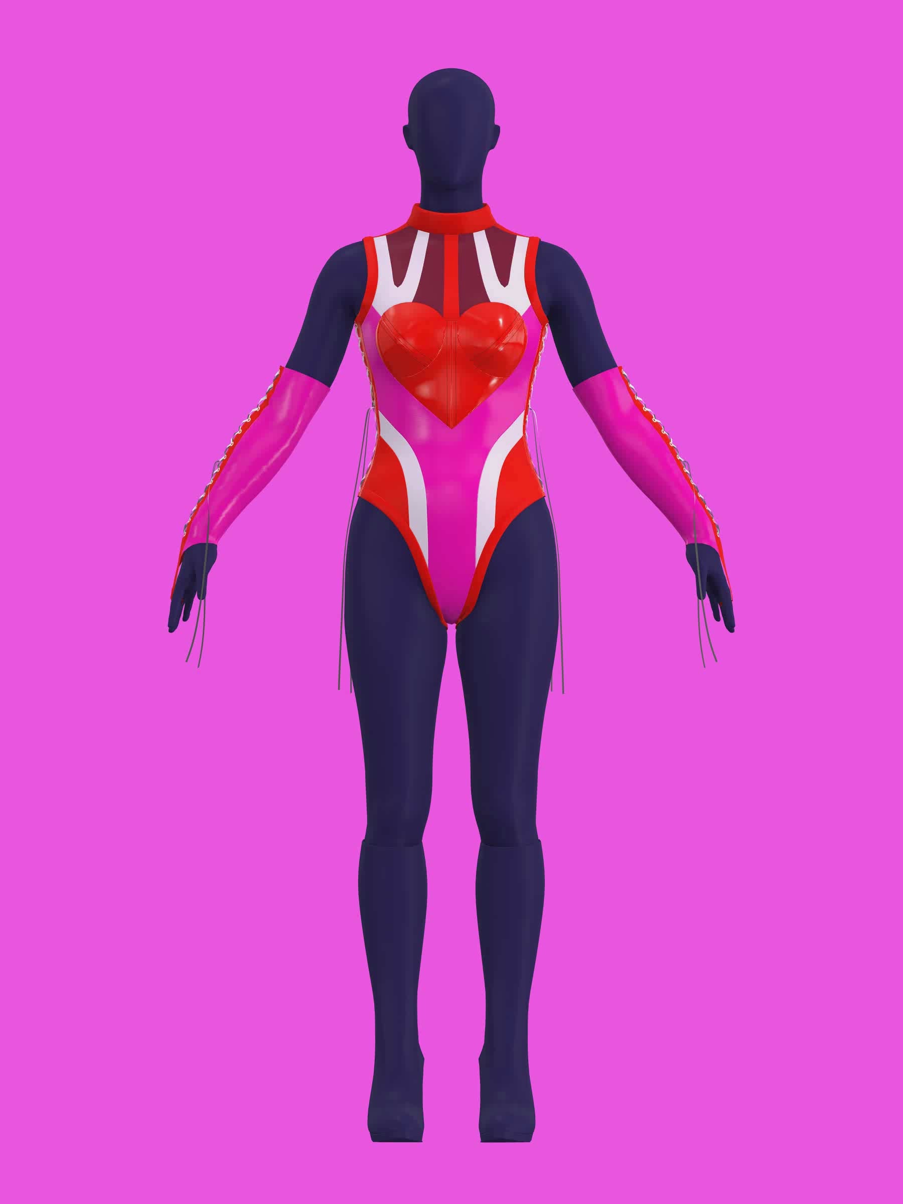 Heart Leotard Color-Block Sewing Pattern for drag queens valentines costume dancewear stretch catsuit bodysuit cutouts by Katkow video 2