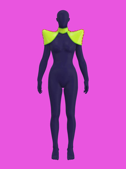 Pointed shoulder neck harness corset sewing pattern with laced up sides and back for drag queens and fetish sexy costume or halloween costume by katkow video