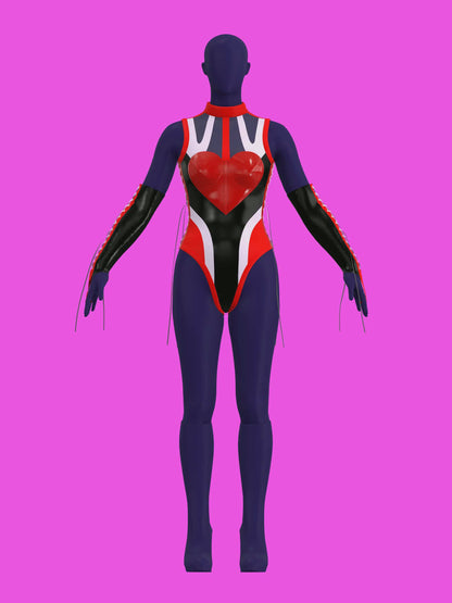 Heart Leotard Color-Block Sewing Pattern for drag queens valentines costume dancewear stretch catsuit bodysuit cutouts by Katkow Pose video