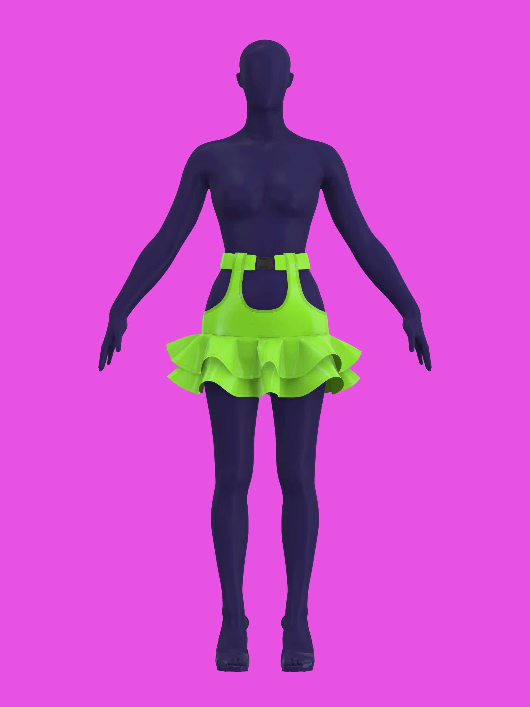 Garter Mini Skirt with Flounce Ruffles Sewing Pattern for drag Queens y2k 2000s style costume outfit easy to sew with garter straps by Katkow video