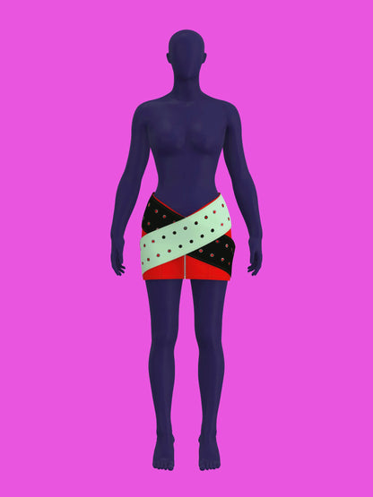 Oversized Crossed Belt Mini Skirt Sewing Pattern for drag queens y2k doll style costume by Katkow video