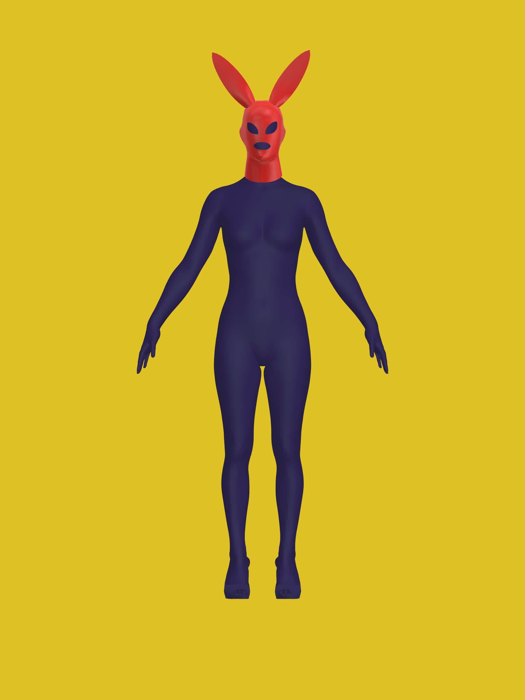 Bunny Facekini Mask PDF Sewing Pattern (S–L) – Club Kid Latex Mask Halloween Costume Idea Katkow Drag Queen