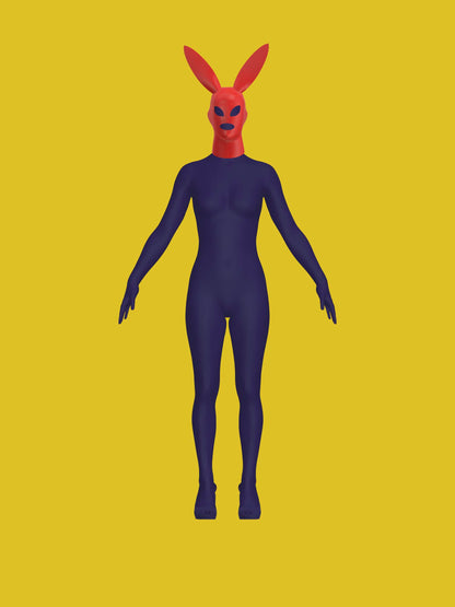 Bunny Facekini Mask PDF Sewing Pattern (S–L) – Club Kid Latex Mask Halloween Costume Idea Katkow Drag Queen