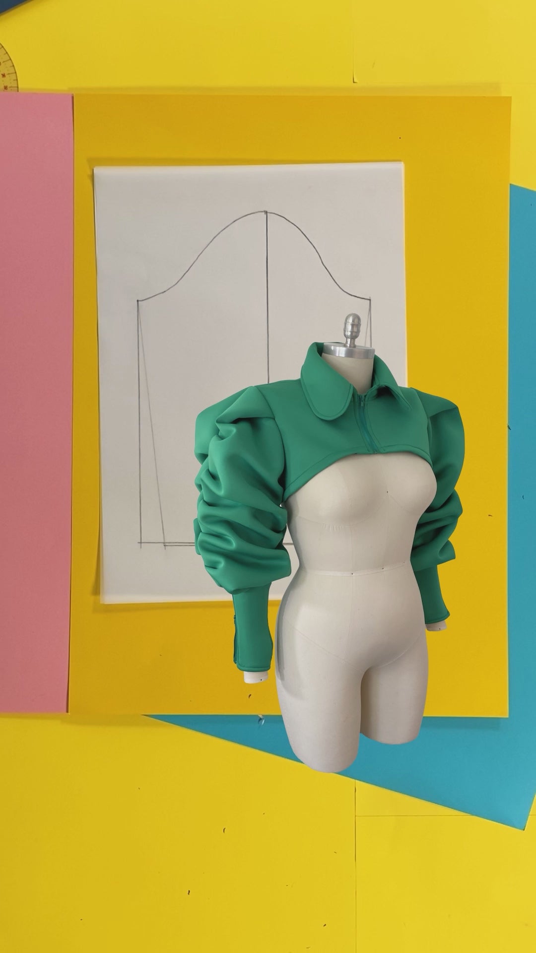 Ruched Sleeve Shrug Sewing Pattern For Drag Queens by Katkow oversized ruffle wrinkle sleeve pattern top accessory sleeve drafting